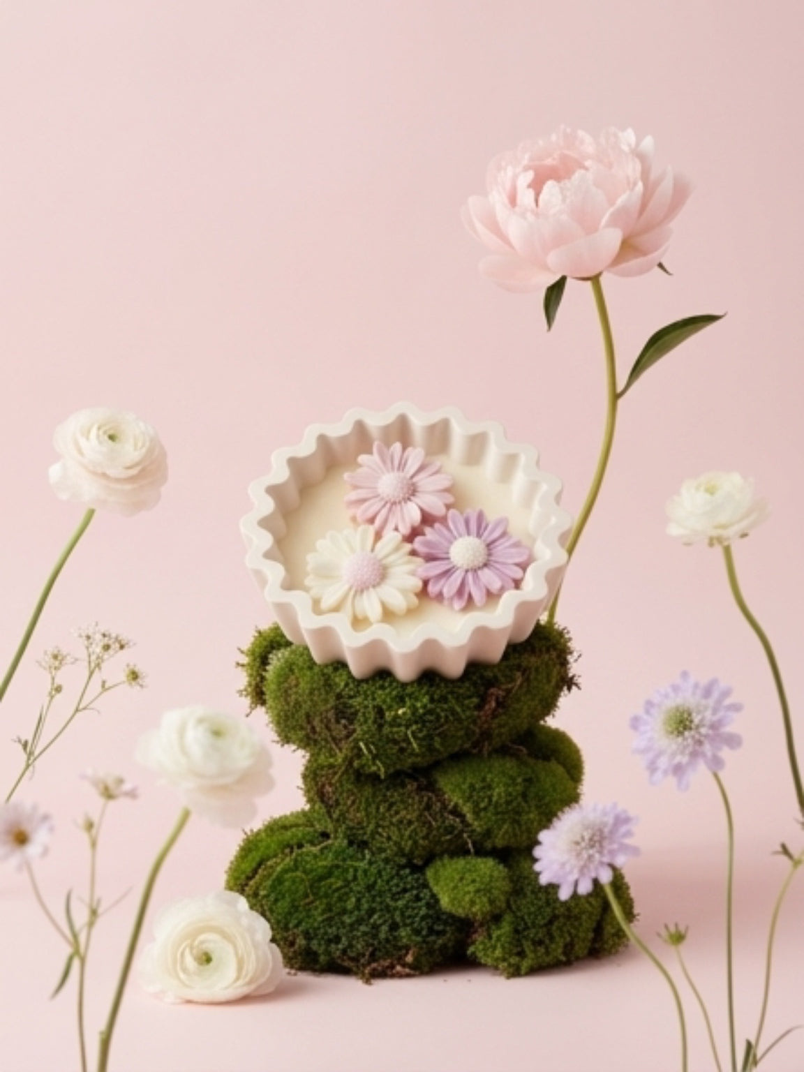 Sojų vaško žvakė AURA „Garden“ midi | Apelsino ir cinamono aromatas, mineralinio kompozito inde