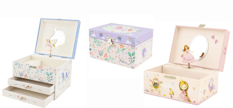 Muzikinės ir dekoratyvinės papuošalų dėžutės