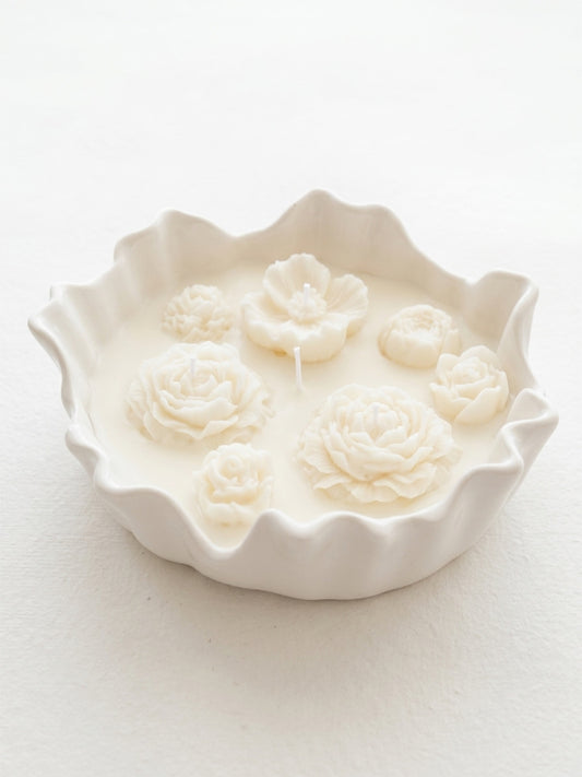 Sojų vaško žvakė AURA „Garden“ midi | Apelsino ir cinamono aromatas, mineralinio kompozito inde