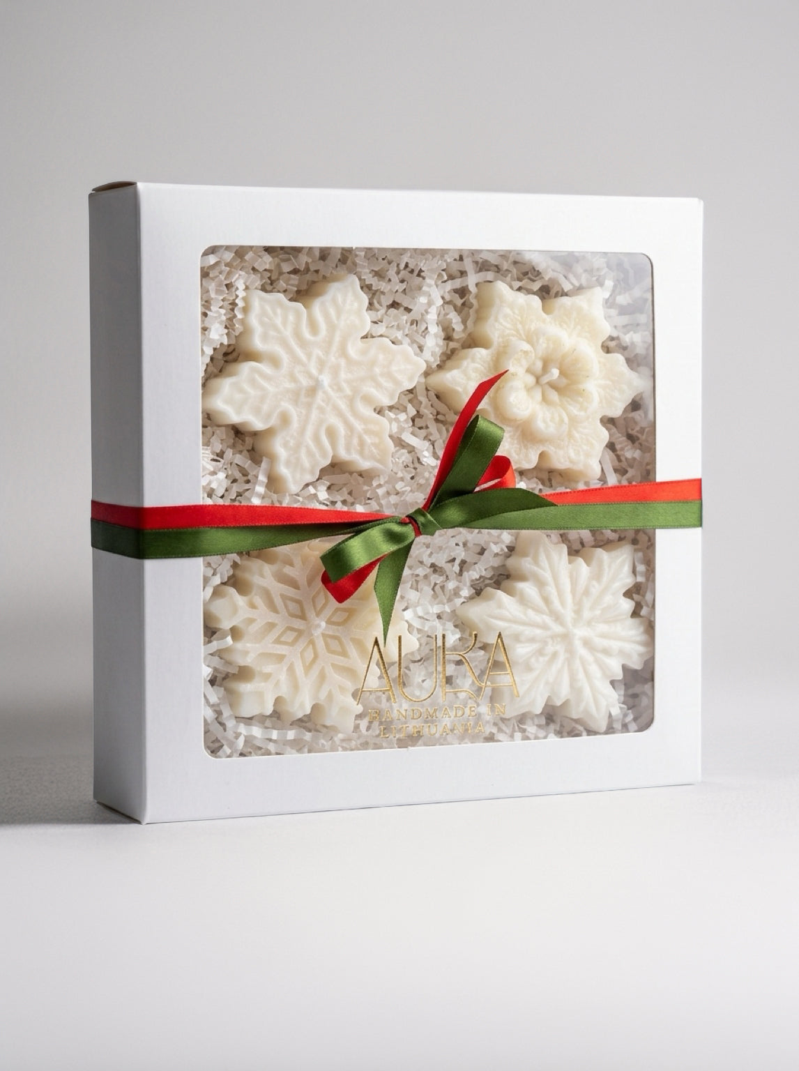 AURA Snow Box – 4 advento sojų vaško žvakės