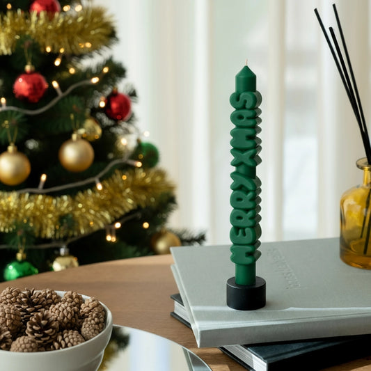 3D žvakės – „Merry Xmas“ siauro pavidalo žvakė