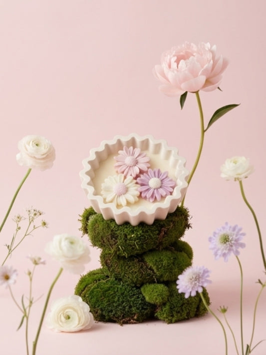 Sojų vaško žvakė AURA „Garden“ mini | Apelsino ir cinamono aromatas, mineralinio kompozito inde